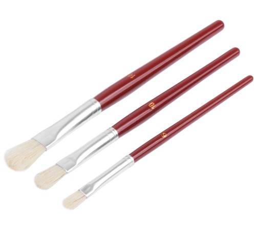 Кисти художественные, натуральная щетина, деревянная ручка, плоские, набор 3 шт. FIT IT Кисти художественные, натуральная щетина, деревянная ручка, плоские, набор 3 шт. FIT IT