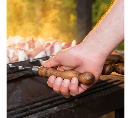 Набор шампуров плоских, 650 мм, с деревянной рукояткой, в чехле, 6 шт., Camping// Palisad