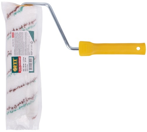 Валик микроволокно, белый с красной и синей полосками, диам. 48/66 мм; ворс 9 мм, 230 мм FIT IT Валик микроволокно, белый с красной и синей полосками, диам. 48/66 мм; ворс 9 мм, 230 мм FIT IT