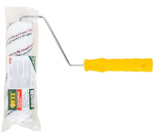 Валик микроволокно, белый с красной и синей полосками, диам. 40/63 мм; ворс 12 мм, 230 мм FIT IT Валик микроволокно, белый с красной и синей полосками, диам. 40/63 мм; ворс 12 мм, 230 мм FIT IT