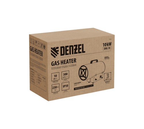 Газовая тепловая пушка GHG-10, 10 кВт, 300 м3/ч, пропан-бутан Denzel Газовая тепловая пушка GHG-10, 10 кВт, 300 м3/ч, пропан-бутан Denzel