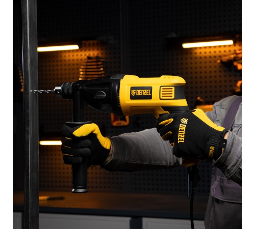 Дрель ударная ID-1050-2, 1050 Вт, 0-3000/0-1100 об/мин, 0-48000/0-17600 уд/мин, 2 скорости Denzel