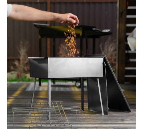 Коптильня двухъярусная 500 x 270 x 175 мм, 0.8 мм, с поддоном, на ножках, Camping Palisad Коптильня двухъярусная 500 x 270 x 175 мм, 0.8 мм, с поддоном, на ножках, Camping Palisad