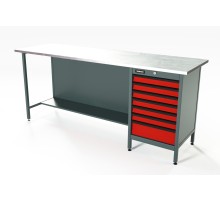 RUNTEC RTS20Z-TS7-NS-3020 Верстак серии Standart, 2000 мм, оцинк, тумба с 7-ю ящиками, красный RAL 3020 RUNTEC RTS20Z-TS7-NS-3020 Верстак серии Standart, 2000 мм, оцинк, тумба с 7-ю ящиками, красный RAL 3020