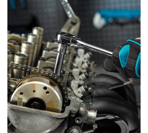Ключ-трещотка 3/8", CrV, 120 зубьев, цельнометаллический, хром Gross