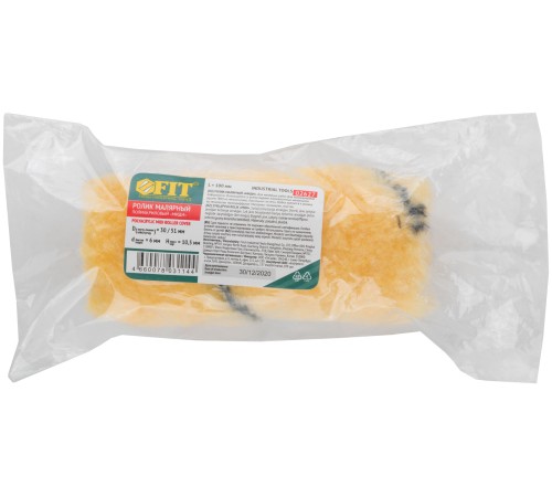 Ролик сменный полиакриловый бежевый с черной полосой "миди", диам. 30/51 мм; ворс 10,5 мм, 100 мм FIT IT Ролик сменный полиакриловый бежевый с черной полосой "миди", диам. 30/51 мм; ворс 10,5 мм, 100 мм FIT IT