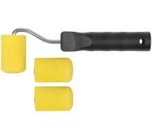 Валик поролоновый желтый с ручкой "мини"  50 мм + 2 сменных ролика FIT IT Валик поролоновый желтый с ручкой "мини"  50 мм + 2 сменных ролика FIT IT