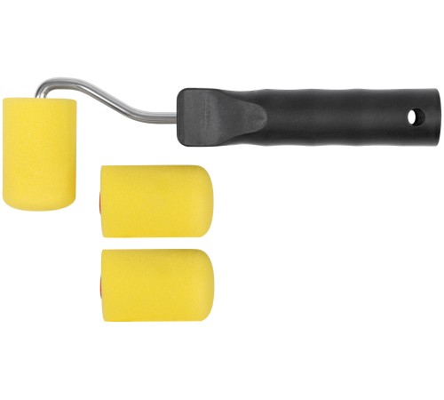 Валик поролоновый желтый с ручкой "мини"  50 мм + 2 сменных ролика FIT IT Валик поролоновый желтый с ручкой "мини"  50 мм + 2 сменных ролика FIT IT