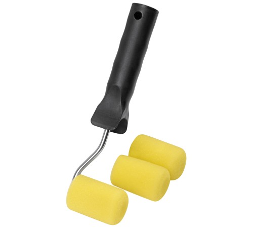 Валик поролоновый желтый с ручкой "мини"  50 мм + 2 сменных ролика FIT IT Валик поролоновый желтый с ручкой "мини"  50 мм + 2 сменных ролика FIT IT