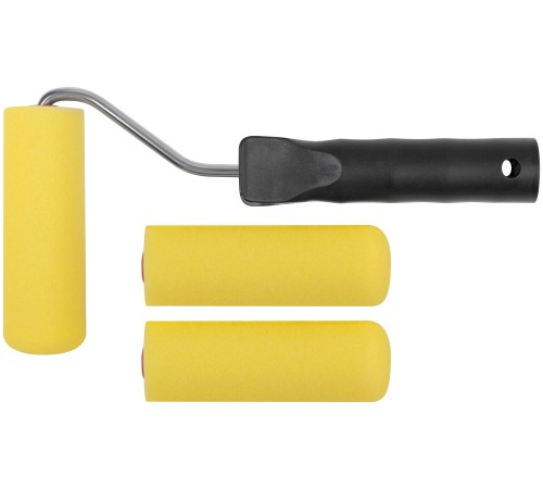 Валик поролоновый желтый с ручкой "мини" 100 мм + 2 сменных ролика FIT IT Валик поролоновый желтый с ручкой "мини" 100 мм + 2 сменных ролика FIT IT