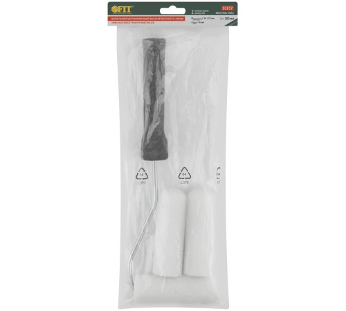 Валик поролоновый белый с ручкой "мини" 100 мм + 2 сменных ролика FIT IT Валик поролоновый белый с ручкой "мини" 100 мм + 2 сменных ролика FIT IT