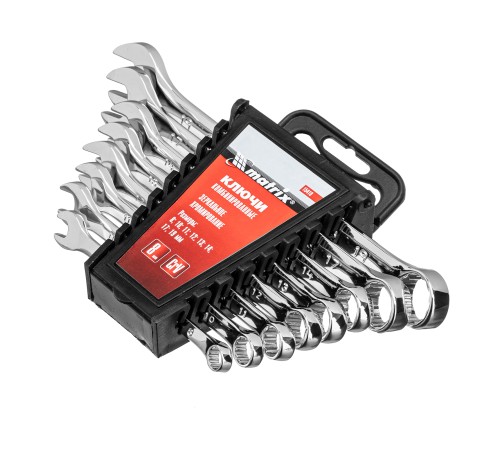 Набор ключей комбинированных, 8-19 мм, 8 шт, CrV, полированный хром Matrix