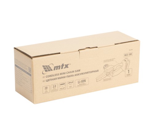 Цепная мини-пила аккумуляторная, MCS-100, шина 100 мм, Li-Ion, 20 В MTX