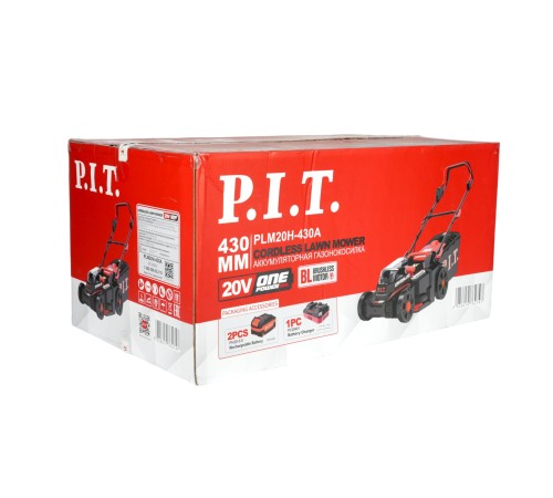 Газонокосилка аккумуляторная бесщёточная P.I.T. PLM20H-430A (2 АКБ, ЗУ) (Арт. 106200802210)
