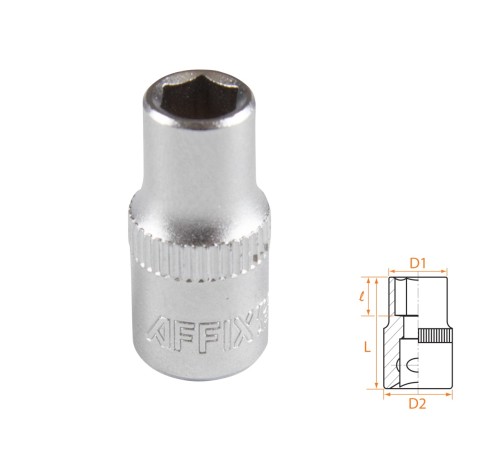 Головка торцевая стандартная шестигранная 1/4", 6 мм AFFIX AF00020006