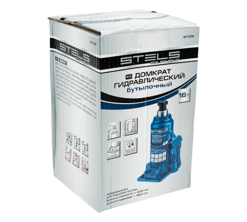 Домкрат гидравлический бутылочный, 16 т, H подъема 230-460 мм Stels