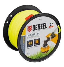 Леска для триммера квадрат, 4,0мм х 62м, на DIN катушке FLEX CORD Denzel