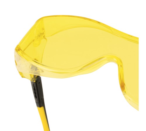 Очки защитные открытые, поликарбонатные, увеличенная желтая линза, регулируемые дужки Denzel