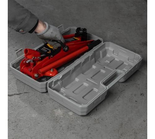 Домкрат гидравлический подкатный, 2 т, h подъема 125-300 мм, в пластиковом кейсе Sparta