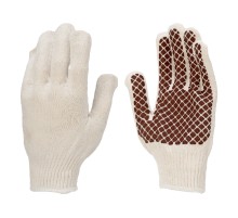 Перчатки трикотажные, ПВХ гель шахматный облив, оверлок Сибртех