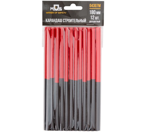 Карандаши строительные, 180 мм, 12 шт., 2-х цветные MOS