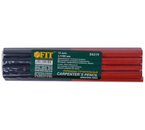 Карандаши строительные, 180 мм, 12 шт., 2-х цветные FIT IT