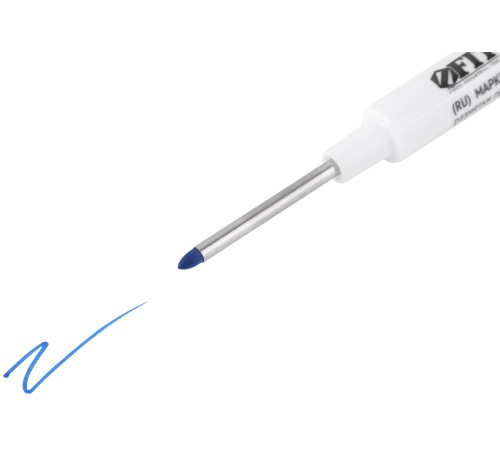 Маркер строительный перманентный, тонкий, удлиненное перо, синий FIT IT