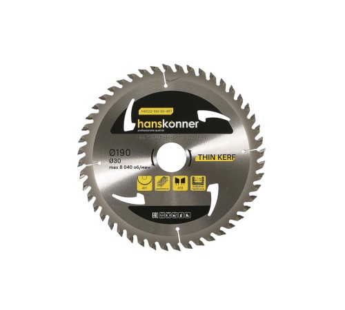 Диск пильный Hanskonner H9022-190-30-48T Диск пильный Hanskonner H9022-190-30-48T