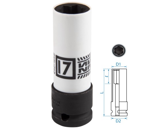 Головка для секретных болтов MB ударная 1/2", 17 мм KING TONY 9BW4501 Головка для секретных болтов MB ударная 1/2", 17 мм KING TONY 9BW4501
