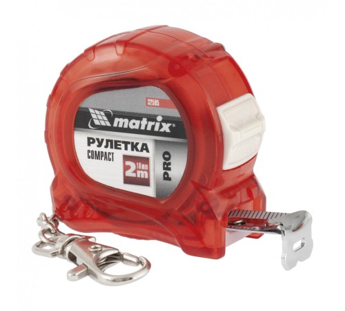 Рулетка Compact,2 м x 16 мм,компактный размер,карабин-держатель,PRO Matrix
