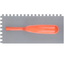 Гладилка стальная с пластиковой ручкой, 280х130 мм зубчатая, зуб  8х8 мм КУРС