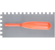 Гладилка стальная с пластиковой ручкой, 280х130 мм зубчатая, зуб 10х10 мм КУРС