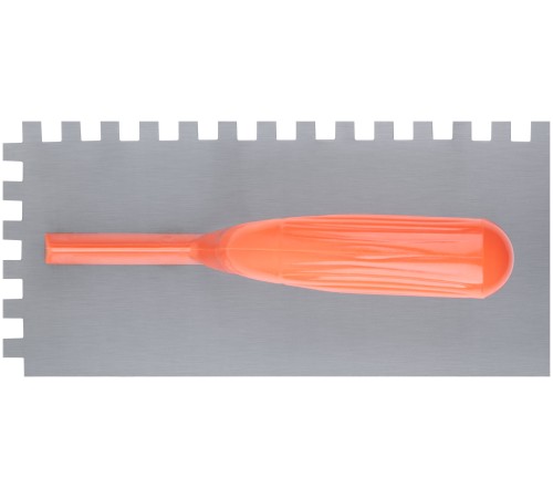 Гладилка стальная с пластиковой ручкой, 280х130 мм зубчатая, зуб 10х10 мм КУРС