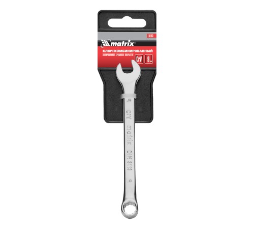 Ключ комбинированный, 9 мм, CrV, полированный хром Matrix