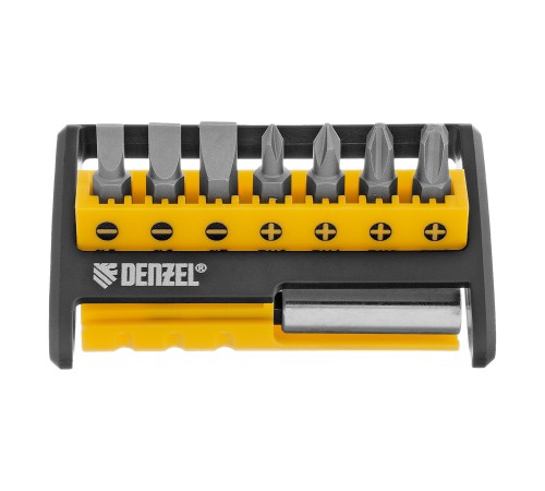 Набор бит с магнитным держателем, S2, 8 шт Denzel