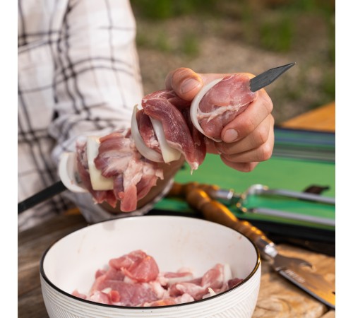 Набор шампуров плоских, 650 мм, с деревянной рукояткой, в чехле, 6 шт., Camping// Palisad