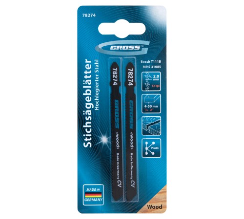 Полотна для электролобзика  по дереву, 2 шт, ( 31085-T111B ) Gross