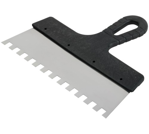 Шпатель фасадный нержавеющий зубчатый 250 мм / зуб 10 мм FIT IT