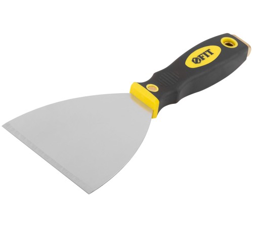 Шпатель для удаления ржавчины Профи, толщ. лезвия 1 мм, двухкомп.ручка с метал.бойком 4" (100 мм) FIT HQ