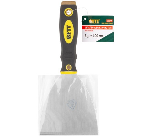 Шпатель для удаления ржавчины Профи, толщ. лезвия 1 мм, двухкомп.ручка с метал.бойком 4" (100 мм) FIT HQ