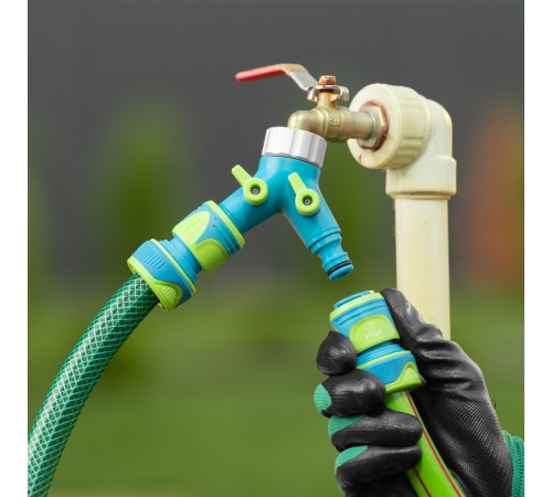 Разветвитель двухканальный с внутренней резьбой 3/4-1, с переключателем Palisad Luxe