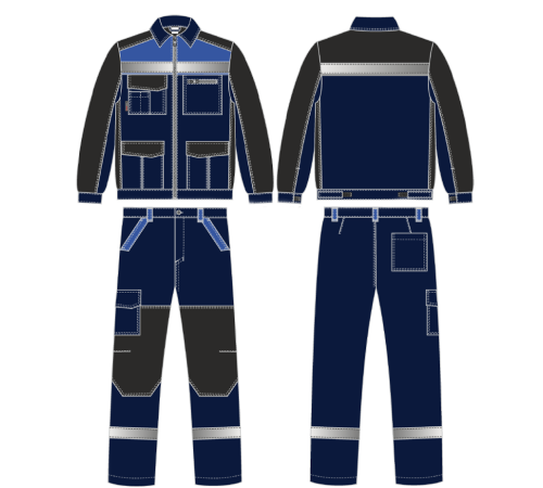 Костюм ProfLineBase-1 (тк.Твил,210) брюки, т.синий/черный/васильковый