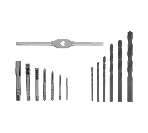 Набор сверл 2.5-10.2, метчиков М3-М12, 15 предметов Сибртех