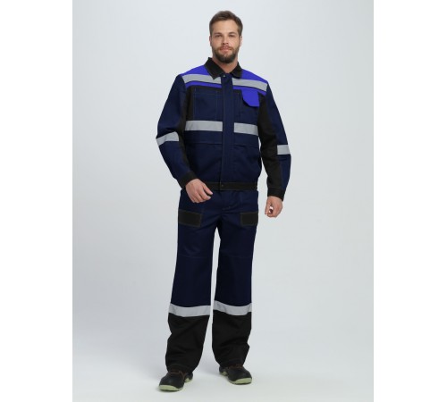 Костюм Виват-1 Премиум CH МВО (тк.Смесовая,240) брюки, т.синий/черный/васильковый