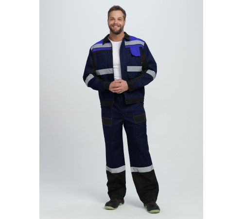 Костюм Виват-1 Премиум CH МВО (тк.Смесовая,240) брюки, т.синий/черный/васильковый
