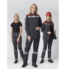 Костюм женский Весна-1 СОП CH (тк.Смесовая,210) брюки, т.серый/красный Костюм женский Весна-1 СОП CH (тк.Смесовая,210) брюки, т.серый/красный
