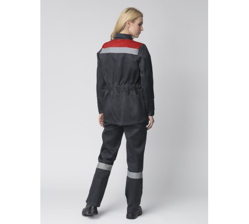 Костюм женский Весна-1 СОП CH (тк.Смесовая,210) брюки, т.серый/красный