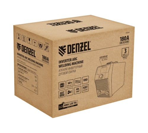Аппарат инвертор. дуговой сварки SDR-185 Ultra, 180 А, ПВ 60% Denzel