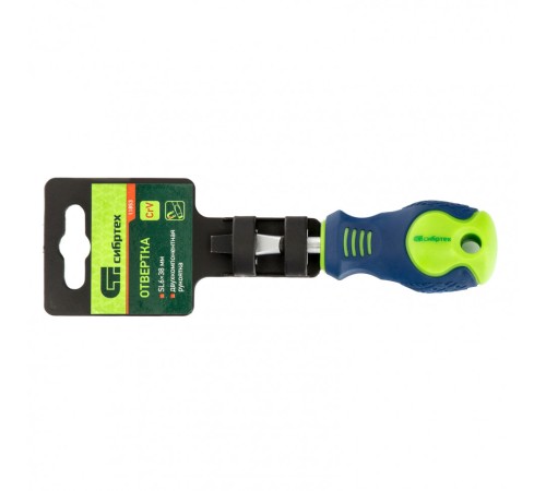 Отвертка, SL6 х 38 мм, CrV, двухкомпонентная рукоятка Сибртех