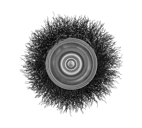 Щетка для дрели, 65 мм, Чашка, со шпилькой , нержавеющая витая проволока Denzel